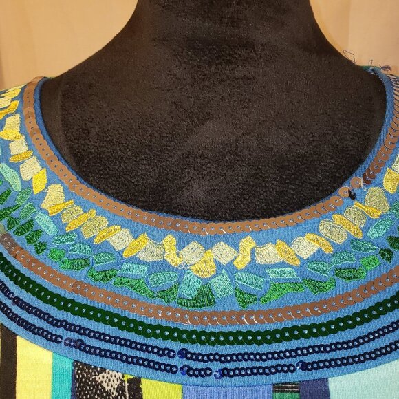 Spring + Mercer Women's Multicolor Blouse with Sequined Neckline - Size M - Picture 2 of 5